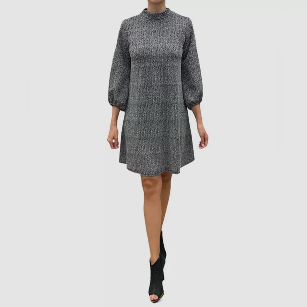 Robbie Bee Women's Shift DressCharcoal Mock-Neck Bow-Back Size M Office Chic
